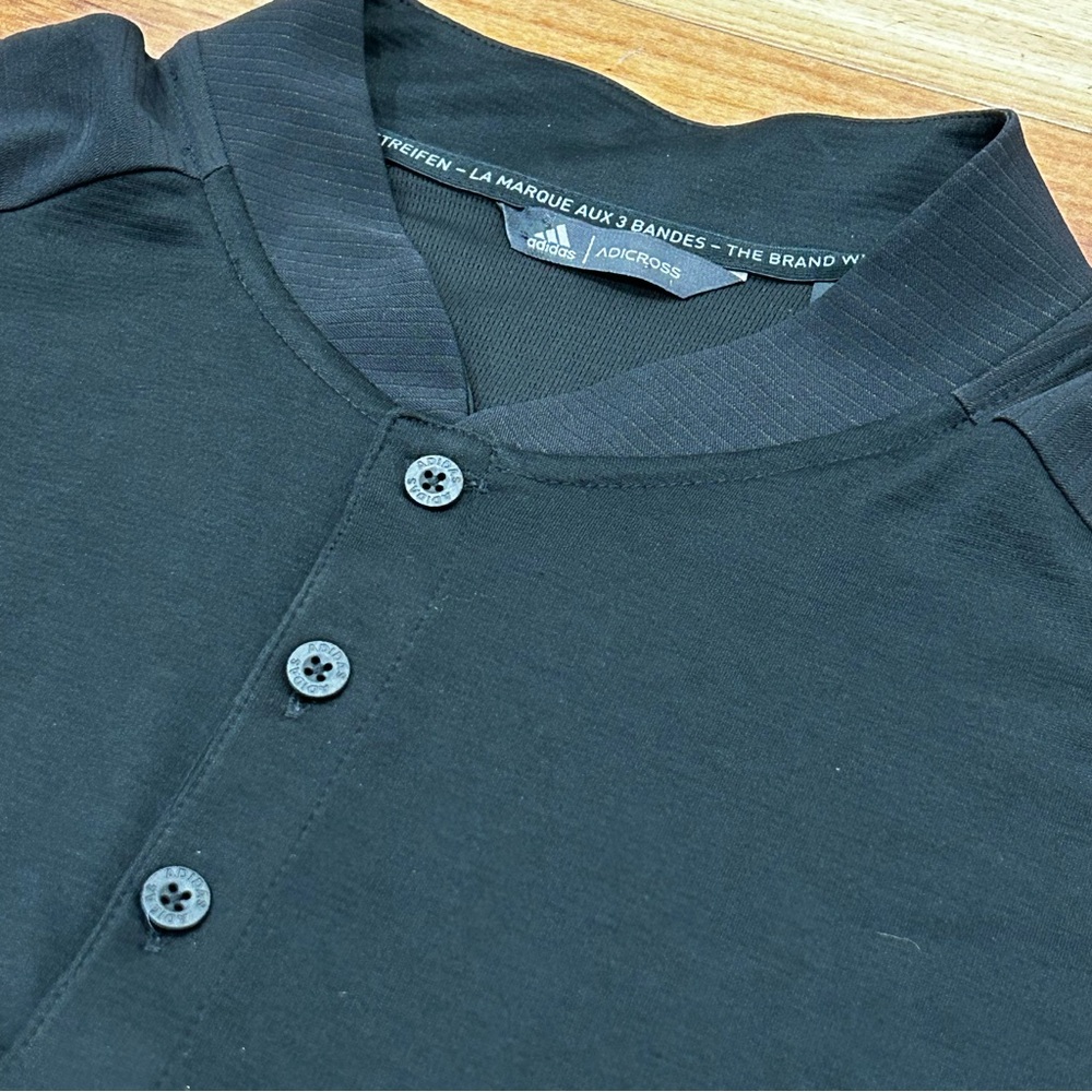 Adidas Adicross Men’s 2XL Sport Collar Golf Polo Black Three Stripes Casual